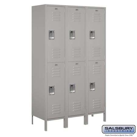 Salsbury Industries 2 Tier Metal Locker, 54"Wx78"Hx18"D, 6 Door, Gray, Unassembled 18-52368GY-U